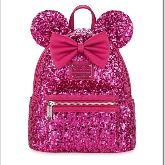 Minnie Mouse Sequin Loungefly Mini Backpack – Magenta - Picture 13 of 14